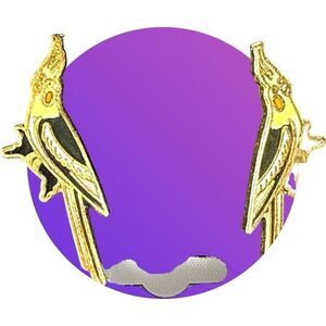 Vintage Gold Cockatiel Earrings – Enamel Bird Studs – 1” Long on Card